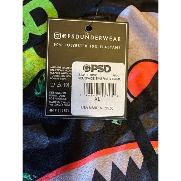 PSD Boxer Brief Mens Size XL Warface Emerald Camo Underwear Green Black New Tags - Picture 2 of 4